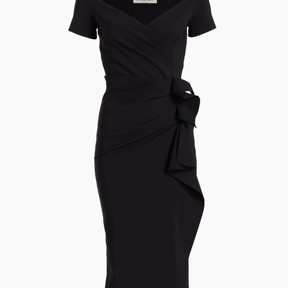 CHIARA BONI LA PETITE ROBE Silveria Draped Off-The-Shoulder Dress Black 42 (6) - Picture 4 of 6